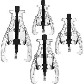 Gear Puller Set, 4-Piece 3" 4" 6" 8" 3-Jaw Gear Puller, Heavy Duty Pulley, Flywheel & Bearings Removal Tool, Reversible Jaws for Versatile Applications