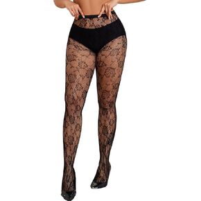 Women Lace Fishnet Stockings Floral Lace Tights Flower Patterned Pantyhose Leggings