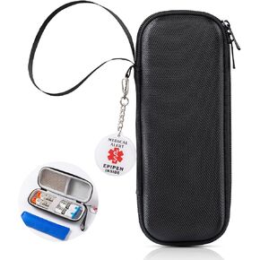 EpiPen Medical Carrying Case, Epi Pens Carrying Case for Travel, Medication Organizer Bag, Fits 2 EpiPens, Asthma Inhaler, Allergy Medicine, With Ice Pack, Programmable NFC Medical Warning Tags (Pink) in Kuwait