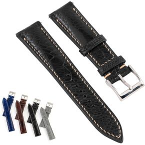 Handmade Ostrich Leg Skin Leather Watch Band Strap - Quick Release - Luxury Replacement Watchband for Men Women (Black, Navy, Brown, Grey) - Sizes 18mm, 19mm, 20mm, 21mm, 22mm (16mm, 18mm Taper) | CHIIIVN in Kuwait