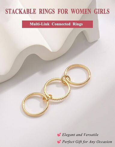 Gold Silver Rings for Women Non Tarnish 18K Gold Plated Stackable Rings Dainty Cubic Zirconia Statement Rings Wedding Band Thumb Ring Mixed Metals Stacking Rings Set Size 6 7 8 9 10 Jewelry Gifts in Kuwait