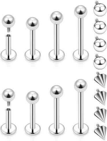 Lcolyoli Labret Piercing Jewelry Internally Threaded Snake Bite Jewelry Lip Rings 16G Stainless Steel Medusa Monroe Lip Piercing Jewelry for Women Men Bar Length 6mm 8mm 10mm 12mm in Saudi Arabia