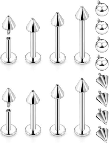 Lcolyoli Labret Piercing Jewelry Internally Threaded Snake Bite Jewelry Lip Rings 16G Stainless Steel Medusa Monroe Lip Piercing Jewelry for Women Men Bar Length 6mm 8mm 10mm 12mm in Saudi Arabia