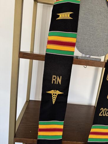 Ovaltag Nursing Graduation Stole, Kente Sash, RN with Medical Logo, Class of 2025 in Kuwait