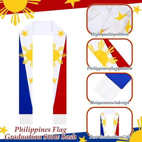 Jecery 2025 Graduation Stole Sash International Country Flag Graduation Grad Stole for International Students in Kuwait