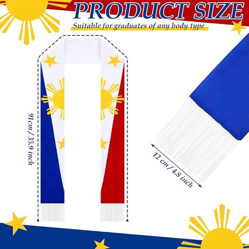 Jecery 2025 Graduation Stole Sash International Country Flag Graduation Grad Stole for International Students in Kuwait