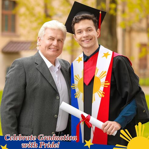 Jecery 2025 Graduation Stole Sash International Country Flag Graduation Grad Stole for International Students in Kuwait