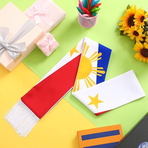 Jecery 2025 Graduation Stole Sash International Country Flag Graduation Grad Stole for International Students in Kuwait
