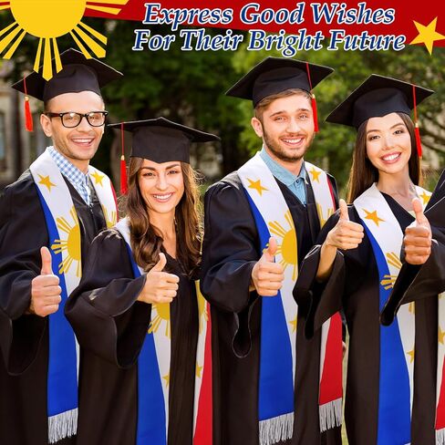 Jecery 2025 Graduation Stole Sash International Country Flag Graduation Grad Stole for International Students in Kuwait