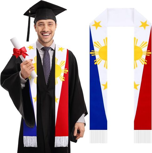 Jecery 2025 Graduation Stole Sash International Country Flag Graduation Grad Stole for International Students in Kuwait