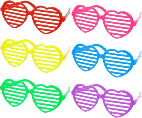 80s نظارات مصراع نيون 6pcs 90s الرجعية على الطراز البلاستيكي حفلة زنزانة تفضل الديسكو للنساء الأزياء الهالوين in Kuwait