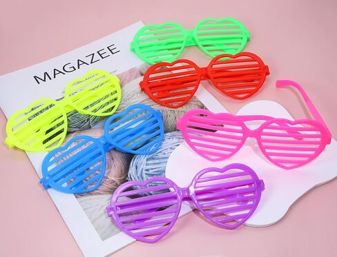 80s نظارات مصراع نيون 6pcs 90s الرجعية على الطراز البلاستيكي حفلة زنزانة تفضل الديسكو للنساء الأزياء الهالوين in Kuwait