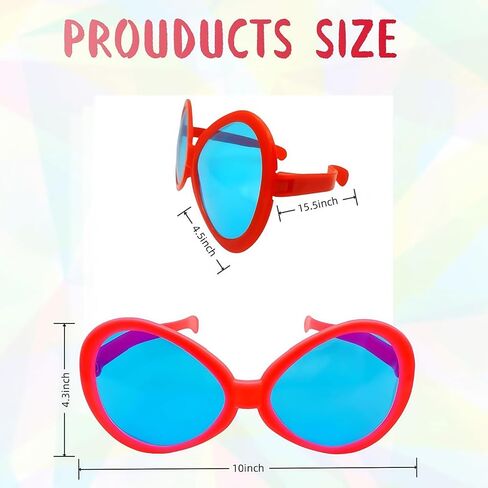 2 PCS نظارة شمسية بلاستيكية عملاقة ، مهرج جامبو نظارة شمسية مضحكة لملحقات الأزياء الحزبية تأثيري in Kuwait
