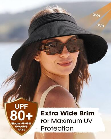 FURTALK Sun Hats for Women Sun Visor Hat UV Protection Wide Brim Summer Beach Hats in Saudi Arabia