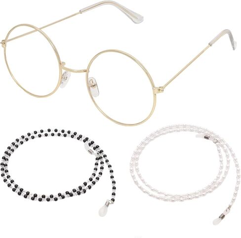 Grandma Glasses Old Lady Costume Accessories 100th Day of School Granny Glasses with 2 Beaded Sunglasses Chains in Kuwait