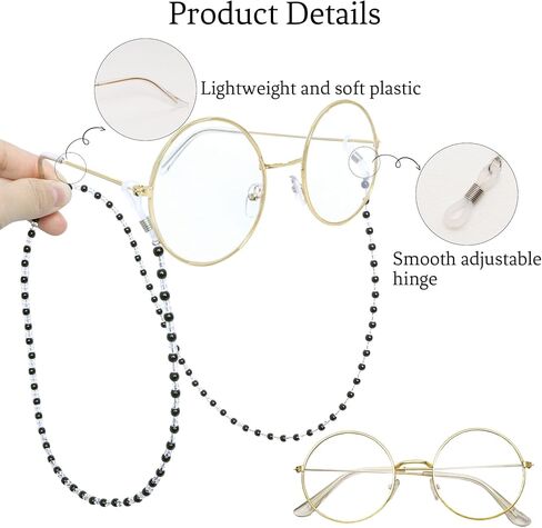 Grandma Glasses Old Lady Costume Accessories 100th Day of School Granny Glasses with 2 Beaded Sunglasses Chains in Kuwait