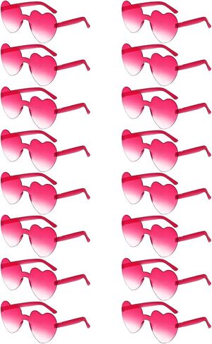 Matcheck 16 Heart Shaped Rimless Sunglasses Transparent Candy Colored Glasses Frameless Party Eyewear for Women in Kuwait