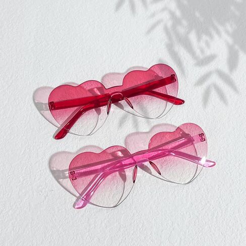Matcheck 16 Heart Shaped Rimless Sunglasses Transparent Candy Colored Glasses Frameless Party Eyewear for Women in Kuwait
