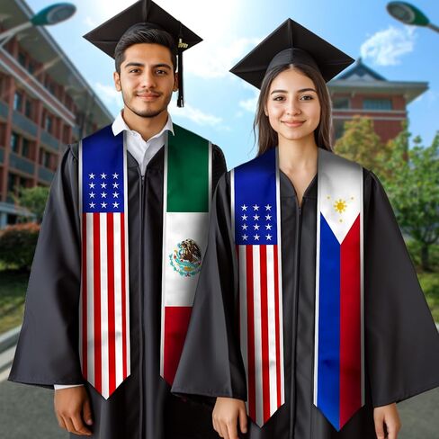 Embroidered Graduation Stole, Graduation Sash for International Graduates, Flag Embroidery Sash 72" in Kuwait
