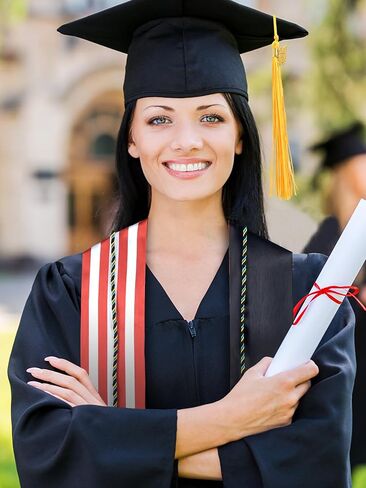 Graduation Stole Class of 2025 with Cap Tassel and Honor Cord Mixed Country Flag Graduation Sash for Students in Saudi Arabia