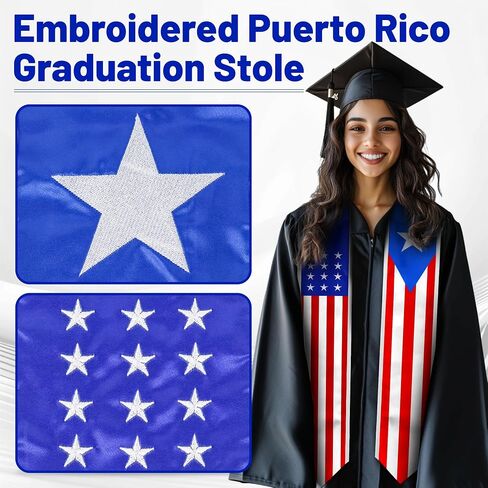 Embroidered Graduation Stole, Graduation Sash for International Graduates, Flag Embroidery Sash 72" in Kuwait