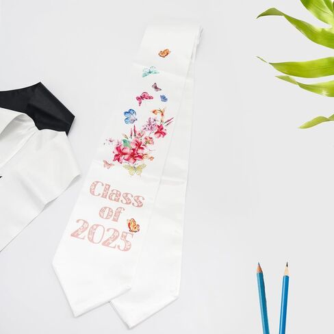 GraduationMall Graduation Stole Class of 2025 Adults Floral Grad Honor Sash with Butterfly for Academic 72" Long in Saudi Arabia