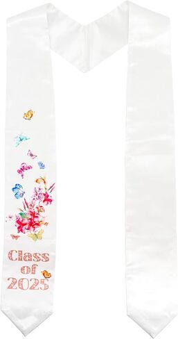 GraduationMall Graduation Stole Class of 2025 Adults Floral Grad Honor Sash with Butterfly for Academic 72" Long in Saudi Arabia