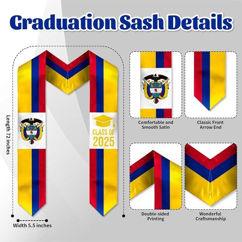 Flag Graduation Sash, Premium Graduation Stole for International Graduates (72 Inches) in Saudi Arabia