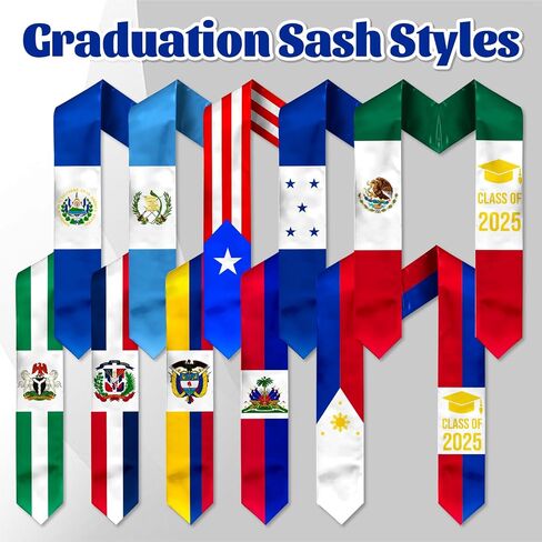 Flag Graduation Sash, Premium Graduation Stole for International Graduates (72 Inches) in Saudi Arabia