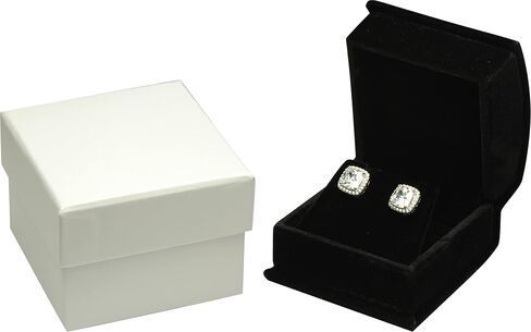 Black Color Luxury Velvet Multiple Use Earring Necklace Pendant Jewelry Gift Box for Wedding, Birthday, Valentine' Day, Mother's Day, Christmas...Comes with an Extra Individual White Packer Box Size in Kuwait