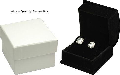 Black Color Luxury Velvet Multiple Use Earring Necklace Pendant Jewelry Gift Box for Wedding, Birthday, Valentine' Day, Mother's Day, Christmas...Comes with an Extra Individual White Packer Box Size in Kuwait