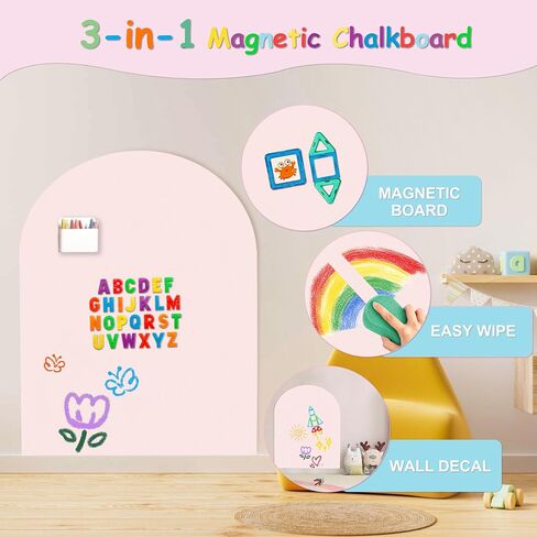 Magnetic Wall Decal Self-Adhesive Arch Chalkboard Sticker, Decorative Whiteboard, Perfect for Play in Nurseries, Kids' Rooms, Home, Schooling, Diners, Offices, Bars, and Shops, 40"x32" (Black) in Saudi Arabia