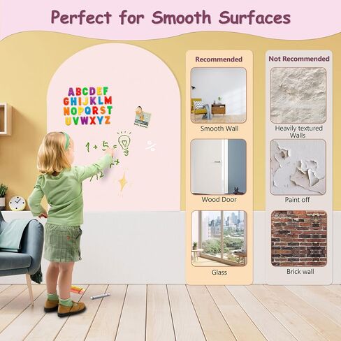 Magnetic Wall Decal Self-Adhesive Arch Chalkboard Sticker, Decorative Whiteboard, Perfect for Play in Nurseries, Kids' Rooms, Home, Schooling, Diners, Offices, Bars, and Shops, 40"x32" (Black) in Saudi Arabia