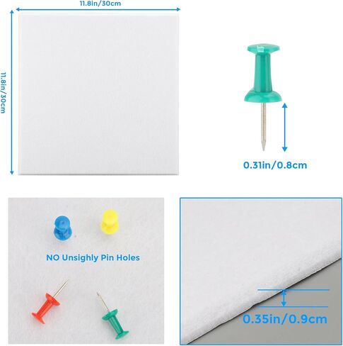 لوحة كبيرة من أجل الجدار ، 12 حزمة 11.8 "× 11.8" بلاطات نشرات شعر ، لوح دبوس الإشعار الذاتي مع Pushpins للمكتب منزل المطبخ مزاج ديكور الصور (أسود) in Kuwait