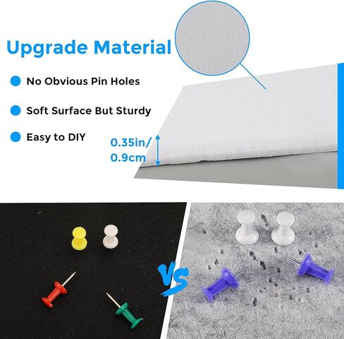 لوحة كبيرة من أجل الجدار ، 12 حزمة 11.8 "× 11.8" بلاطات نشرات شعر ، لوح دبوس الإشعار الذاتي مع Pushpins للمكتب منزل المطبخ مزاج ديكور الصور (أسود) in Kuwait