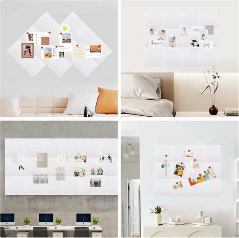 لوحة كبيرة من أجل الجدار ، 12 حزمة 11.8 "× 11.8" بلاطات نشرات شعر ، لوح دبوس الإشعار الذاتي مع Pushpins للمكتب منزل المطبخ مزاج ديكور الصور (أسود) in Kuwait
