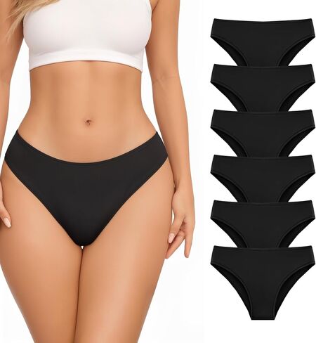 MANGOPOP Womens Underwear Bikini Panties with Cotton Gusset Stretch Underwear for Women 6 Pack in Saudi Arabia