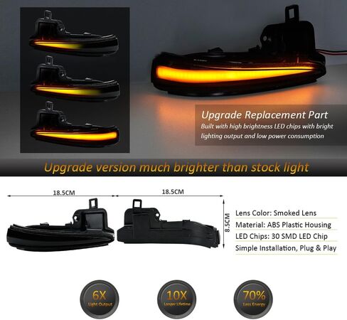 D-Lumina Sequential LED Side Mirror Turn Signal Lights Smoked Lens for Fo-rd Explorer 2011-2019, Dynamic Indicator Mirror Marker Blinker Light Lamp, Pack of 2 in Kuwait