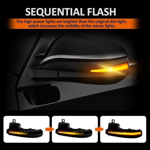 D-Lumina Sequential LED Side Mirror Turn Signal Lights Smoked Lens for Fo-rd Explorer 2011-2019, Dynamic Indicator Mirror Marker Blinker Light Lamp, Pack of 2 in Kuwait