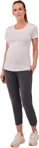 Pact Women's Made with Organic Cotton Maternity Pants - Split Hem Pregnancy Pants with Pockets, Foldover Waistband in Saudi Arabia