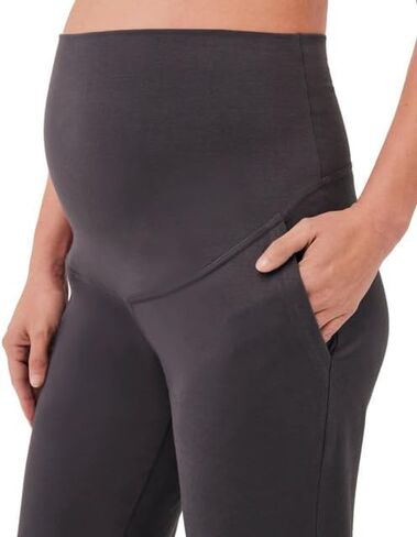 Pact Women's Made with Organic Cotton Maternity Pants - Split Hem Pregnancy Pants with Pockets, Foldover Waistband in Saudi Arabia