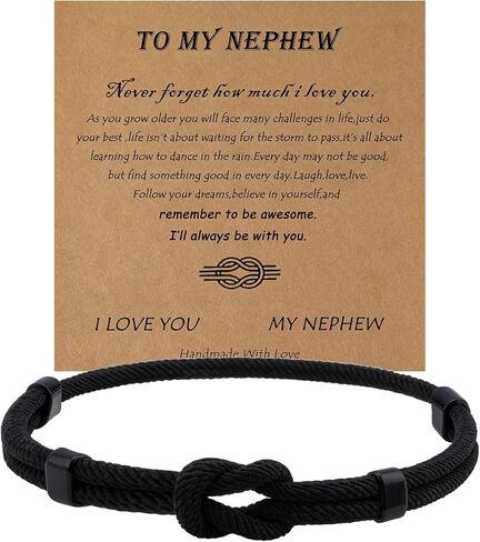 LINY Adjustable String Knot Bracelet Gifts for Son Nephew, Handmade Nautical Braided Rope Bracelets for Men Infinity Knot Bracelet Anniversary Birthday Graduation Gifts for Nephew Son in Kuwait