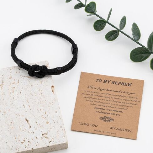 LINY Adjustable String Knot Bracelet Gifts for Son Nephew, Handmade Nautical Braided Rope Bracelets for Men Infinity Knot Bracelet Anniversary Birthday Graduation Gifts for Nephew Son in Kuwait