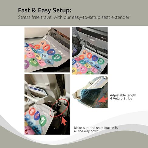 Baby Travel Essential 3-Piece kit: Elevate Your Child's Travel Comfort with The Airplane seat Extender for Kids/Toddler Airplane Bed/Airplane footrest (Monster Counting Band (White) in Kuwait