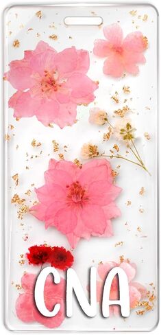 RN BSN Badge Buddy Flower Nurse Name Badge Resin Flower Badge Buddy Vertical Badge Identification Tags for RN BSN Nurse (Pink RN BSN) in Kuwait