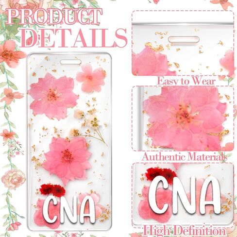 RN BSN Badge Buddy Flower Nurse Name Badge Resin Flower Badge Buddy Vertical Badge Identification Tags for RN BSN Nurse (Pink RN BSN) in Kuwait