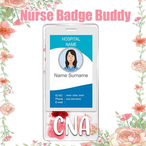 RN BSN Badge Buddy Flower Nurse Name Badge Resin Flower Badge Buddy Vertical Badge Identification Tags for RN BSN Nurse (Pink RN BSN) in Kuwait