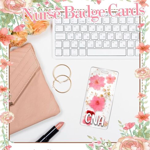 RN BSN Badge Buddy Flower Nurse Name Badge Resin Flower Badge Buddy Vertical Badge Identification Tags for RN BSN Nurse (Pink RN BSN) in Kuwait