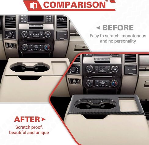 لوحة حامل كوب من ألياف الكربون تغطية ملحقات داخلية تتوافق مع Ford F250/F350/F450/F550 2015-2020 in Kuwait