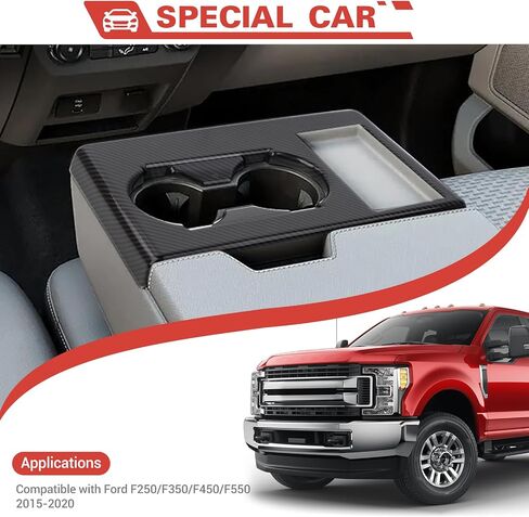 لوحة حامل كوب من ألياف الكربون تغطية ملحقات داخلية تتوافق مع Ford F250/F350/F450/F550 2015-2020 in Kuwait